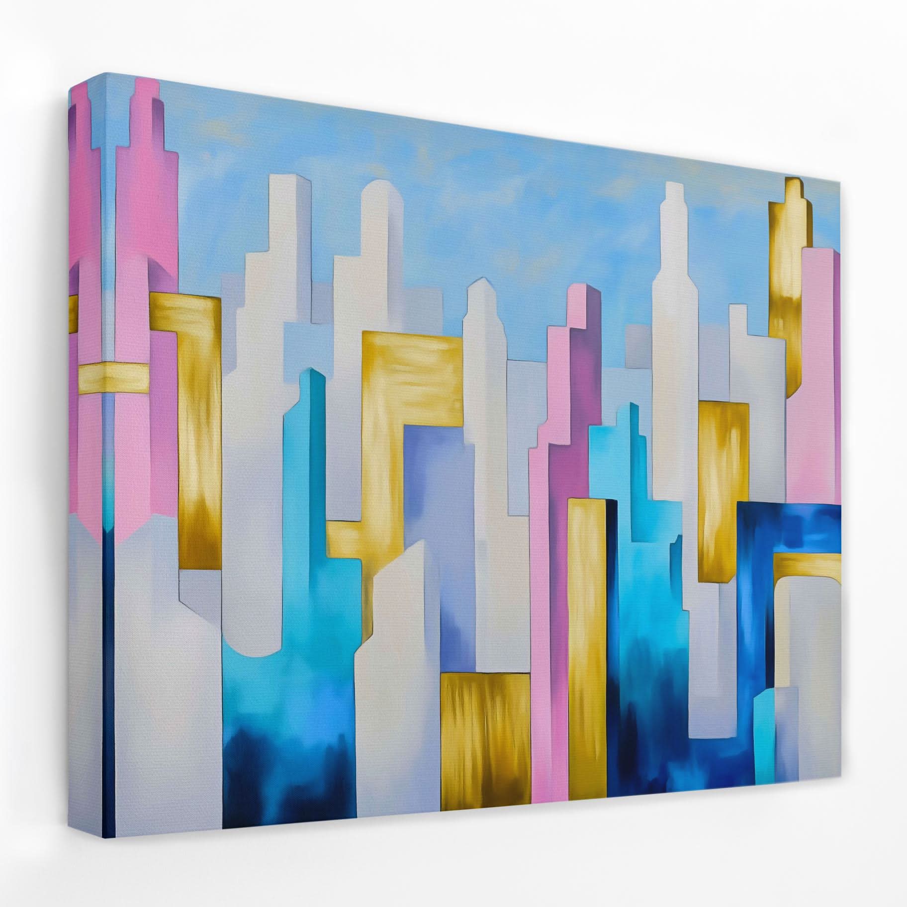 Pastel Skyscrapers - Cityscapes Canvas Wall Art