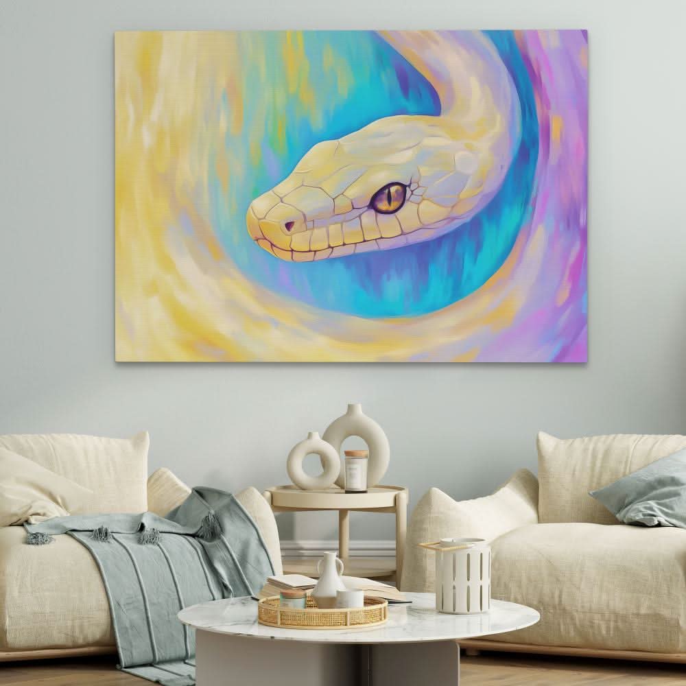 Pastel Snake - Abstract Wall Art in Black Frame