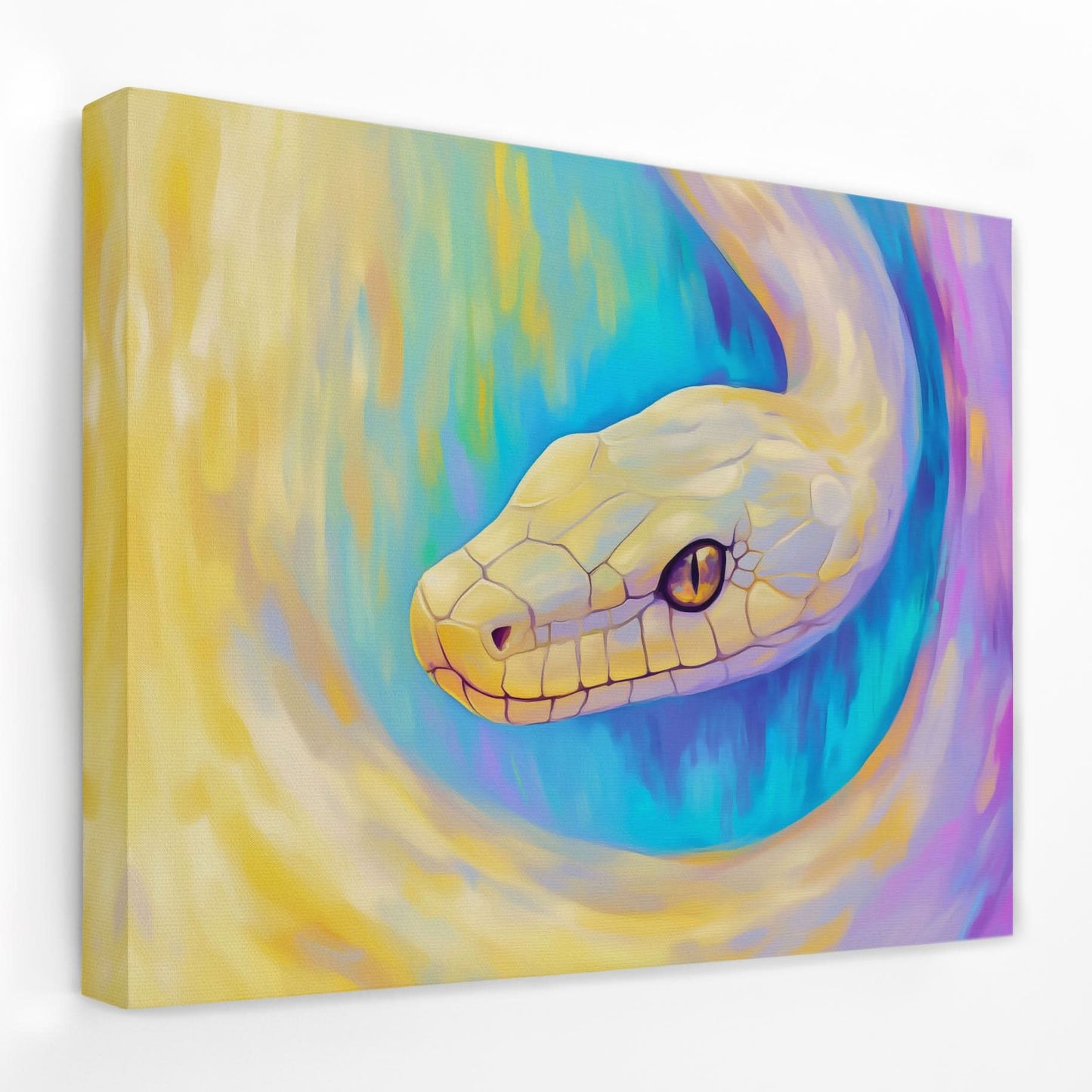 Pastel Snake - Aqua Canvas Wall Art