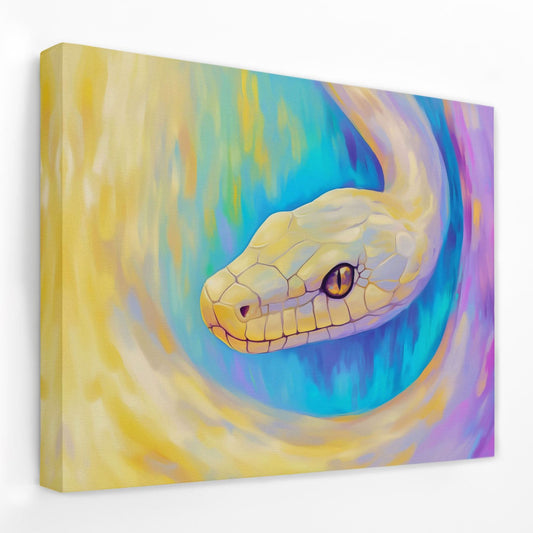 Pastel Snake - Aqua Canvas Wall Art