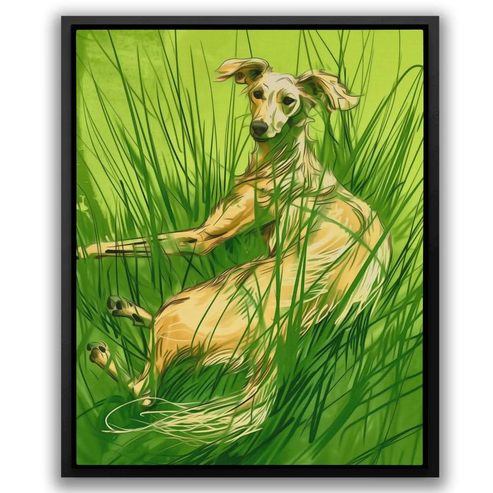 Pasture Hound - Green Dog Canvas Print