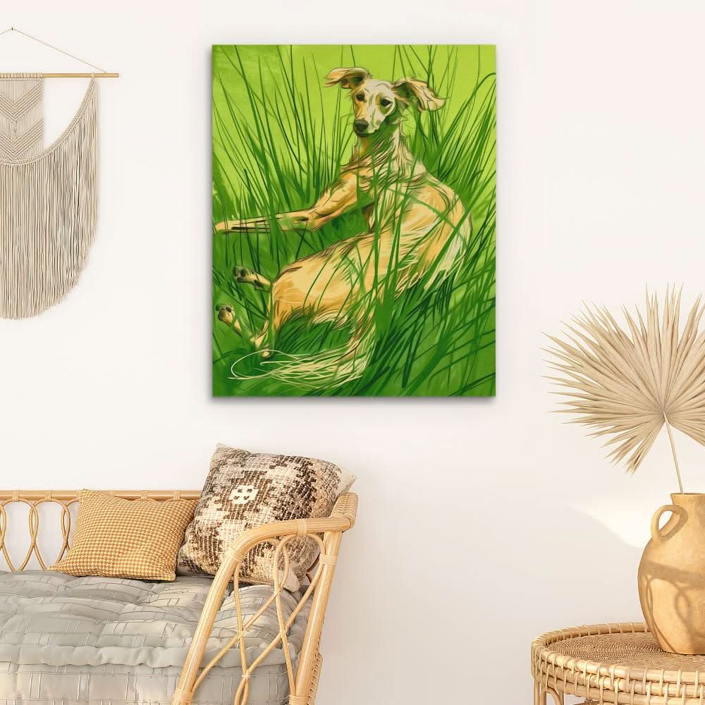 Pasture Hound - Green Wall Art for Bedroom
