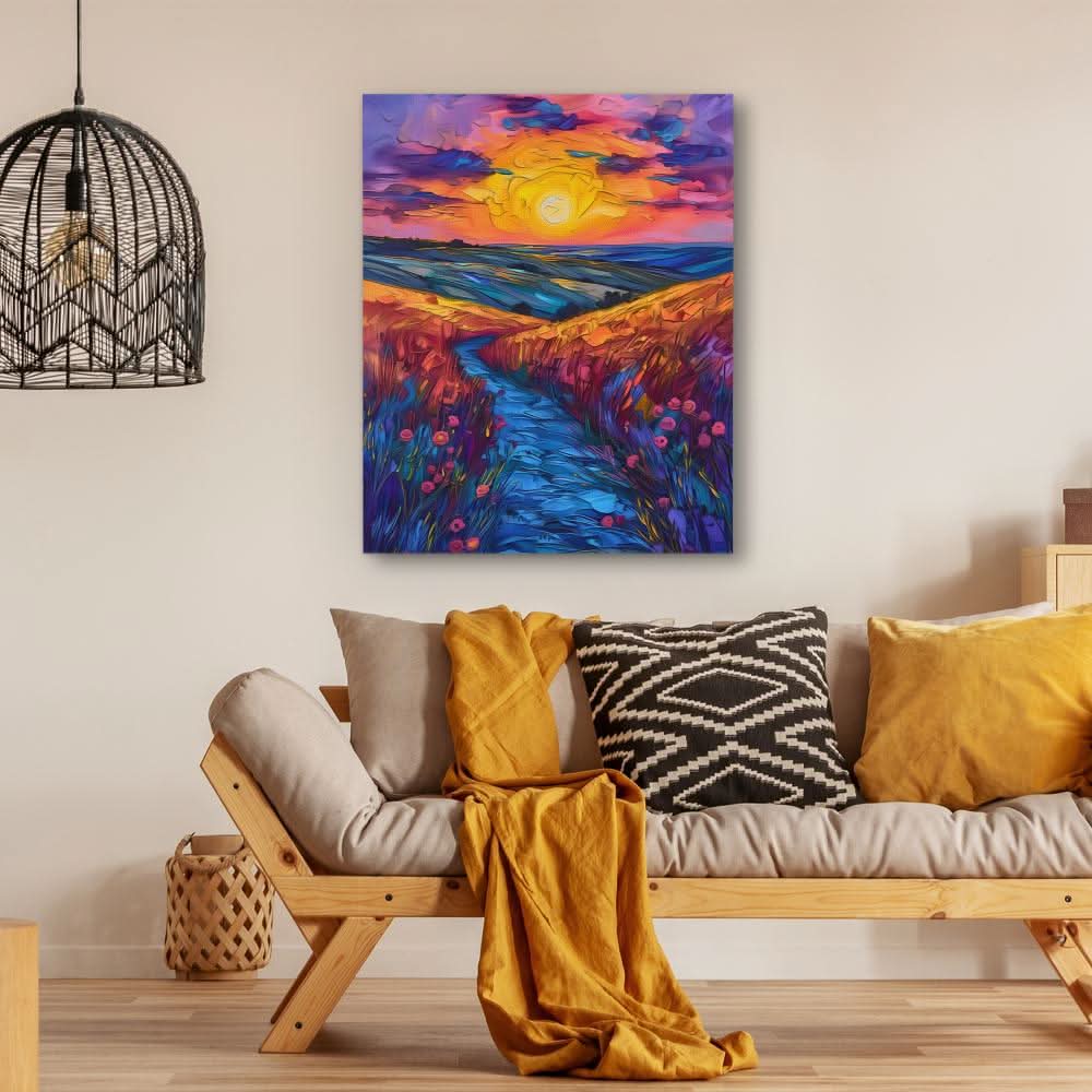 Pathway to Serenity - Modern Wall Art in Black Frame