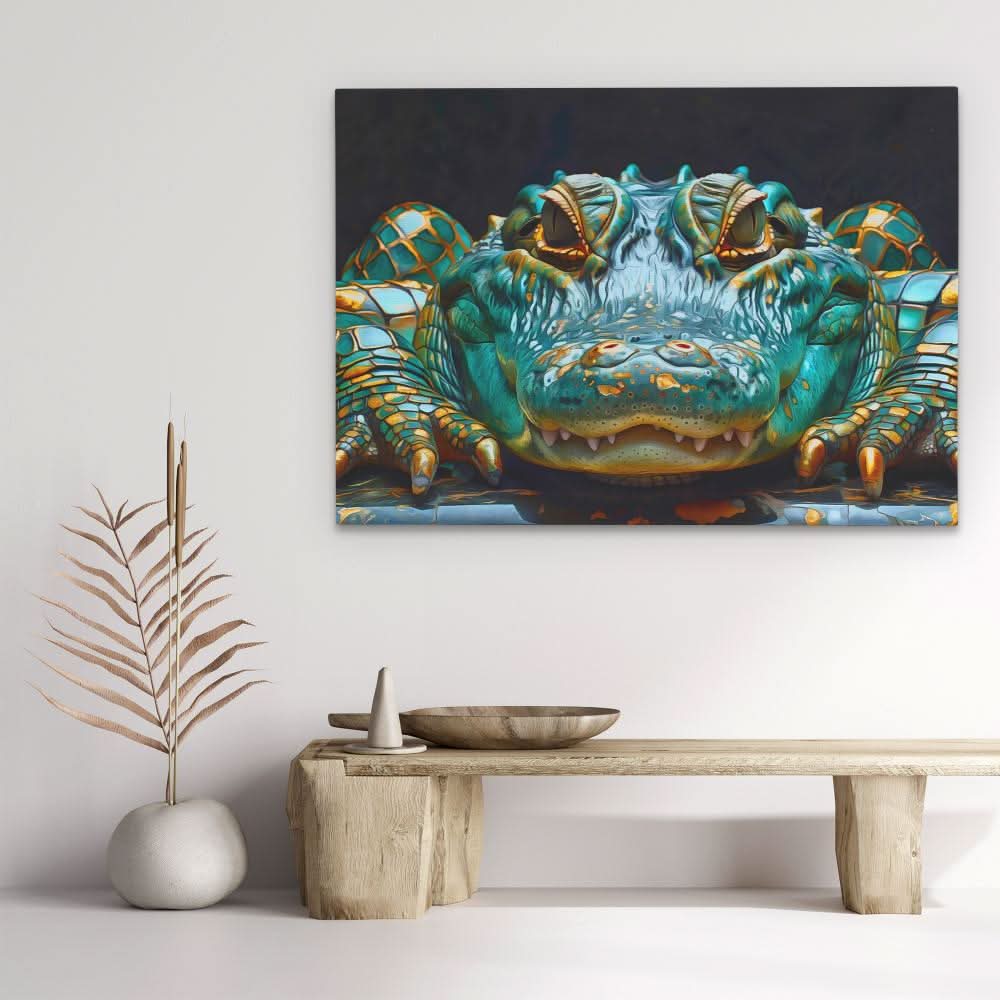 Patient Alligator - Abstract Wall Art in Black Frame
