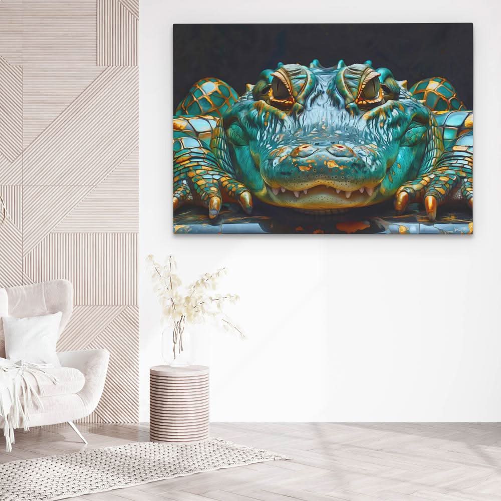 Patient Alligator - Animals Wall Art in Black Frame