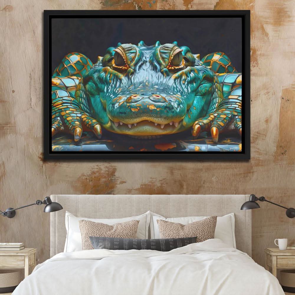 Patient Alligator - Gold Wall Art for Living Room
