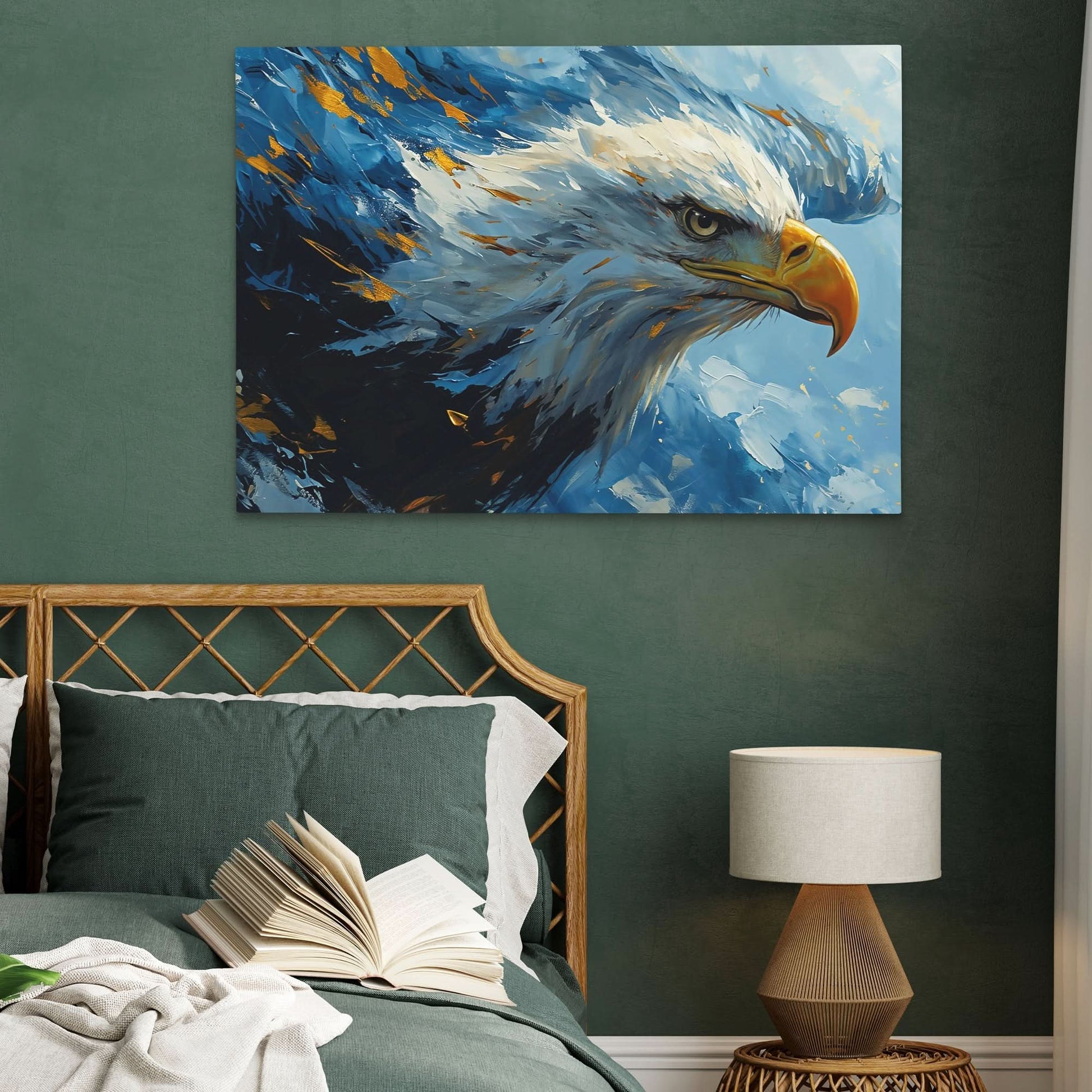 Patriotic Bald Eagle - Wall Art in Black Frame