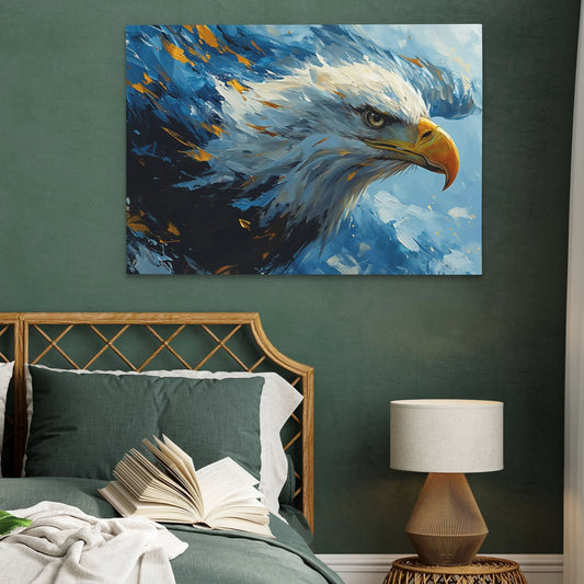 Patriotic Bald Eagle - Wall Art in Black Frame