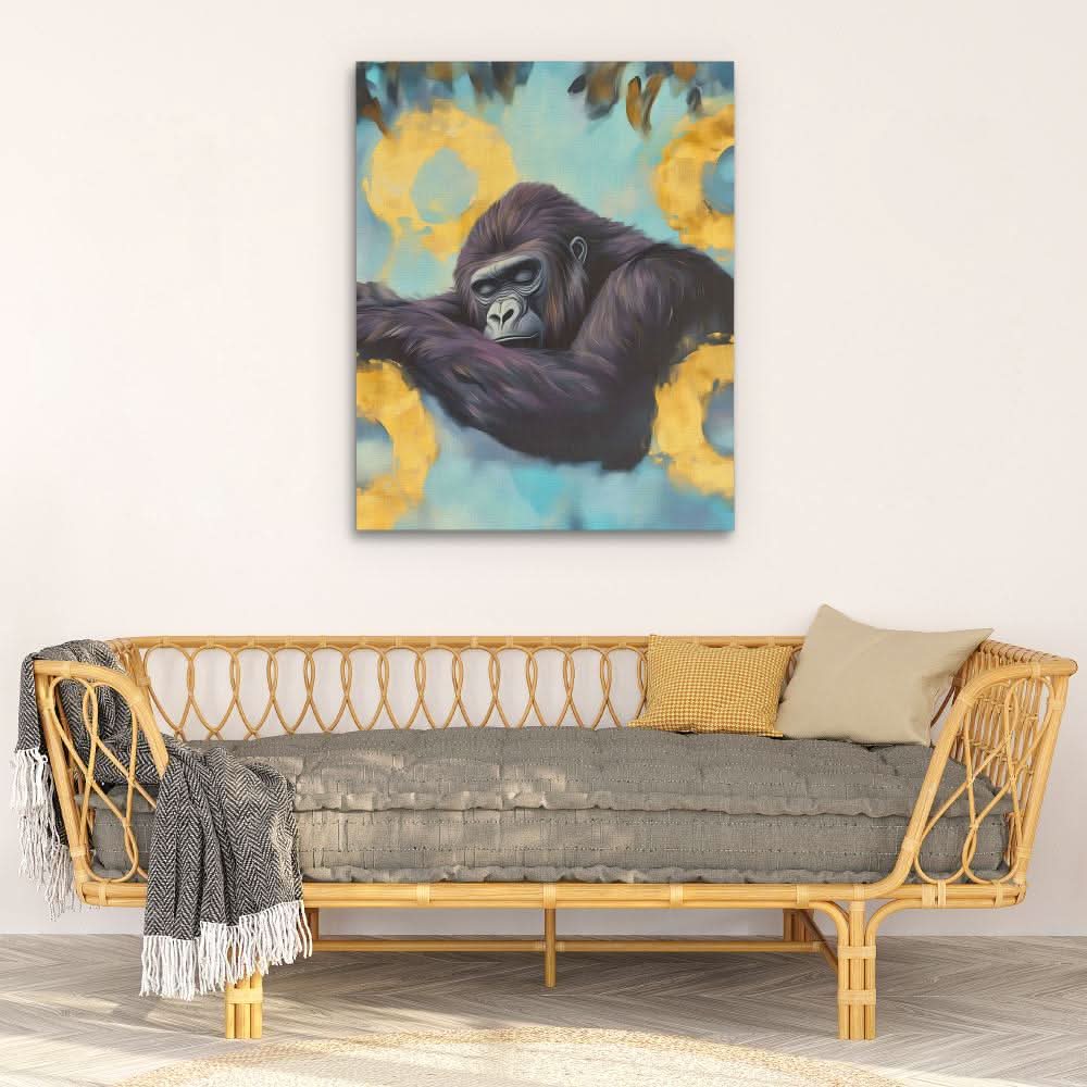 Peaceful Primate Nap - Blue Dark Academia Canvas Print