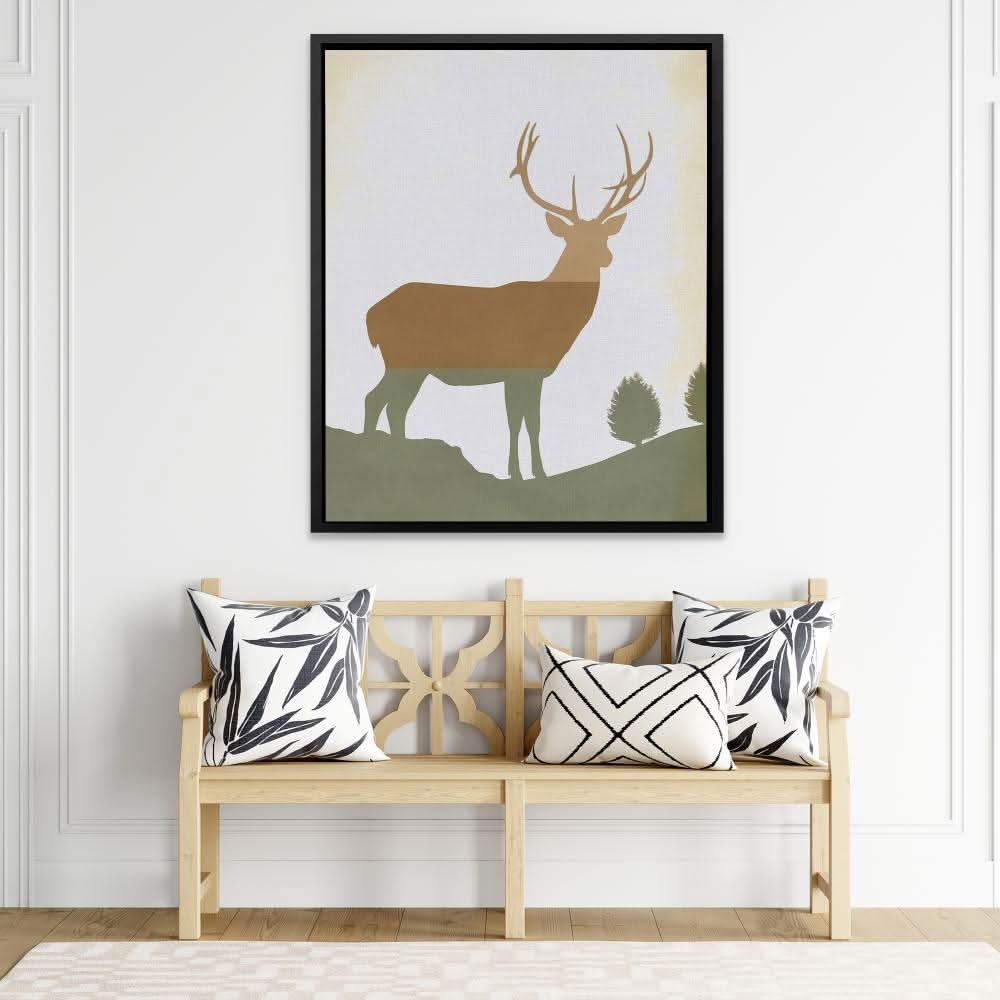 Peaceful Sentinel - Minimalist Wall Art in Black Frame