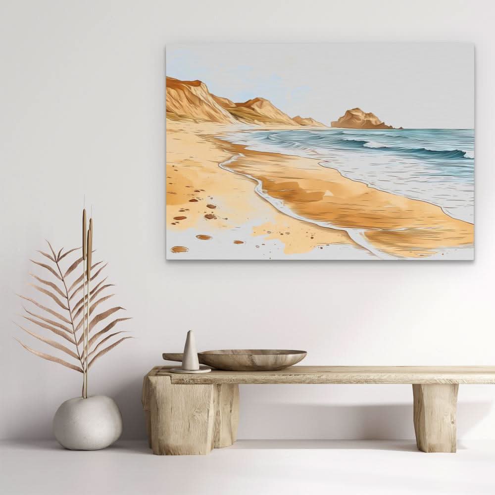 Peaceful Silence - Beach House Wall Art in Black Frame