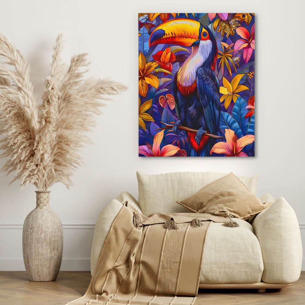 Peaceful Toucan - Modern Colorful Canvas Wall Art