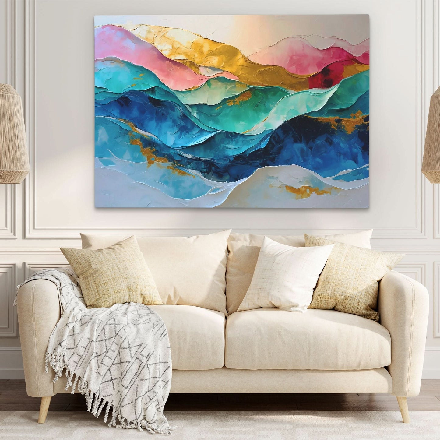 Peaceful Valley - Abstract White Canvas Wall Art