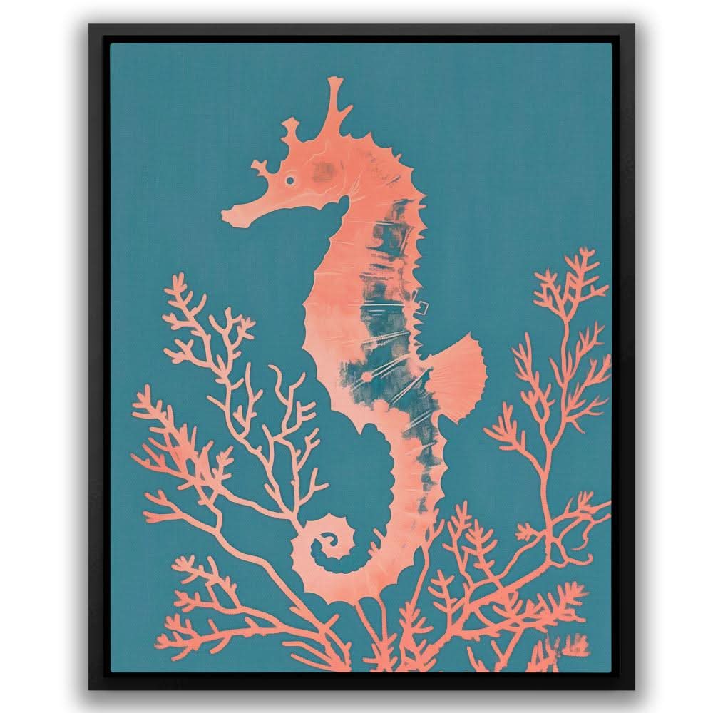 Peach Seahorse - Beach Art for Bathroom