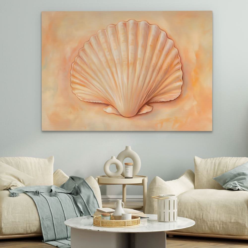 Peach Shell - Beige Beach House Canvas Print
