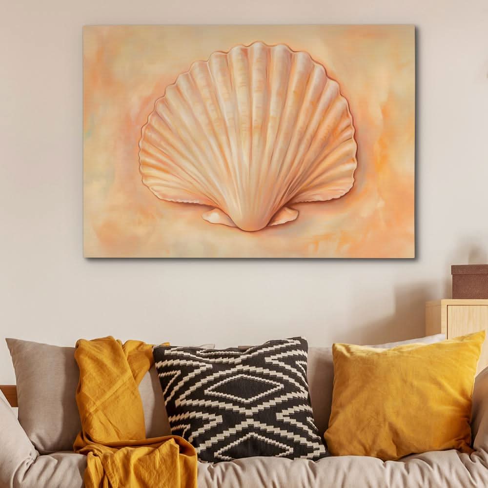 Peach Shell - Beige Canvas Wall Art