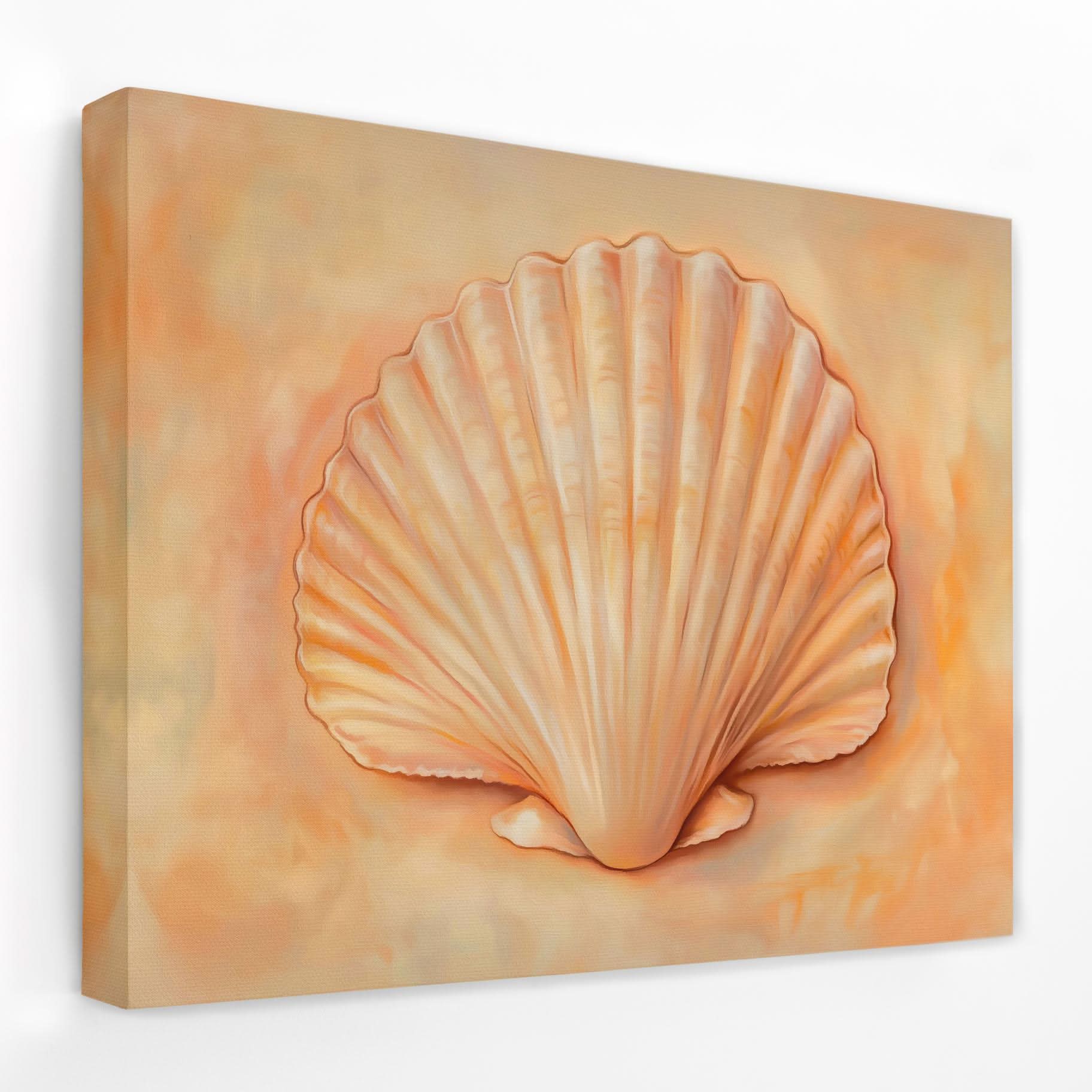 Peach Shell - Beach Canvas Wall Art