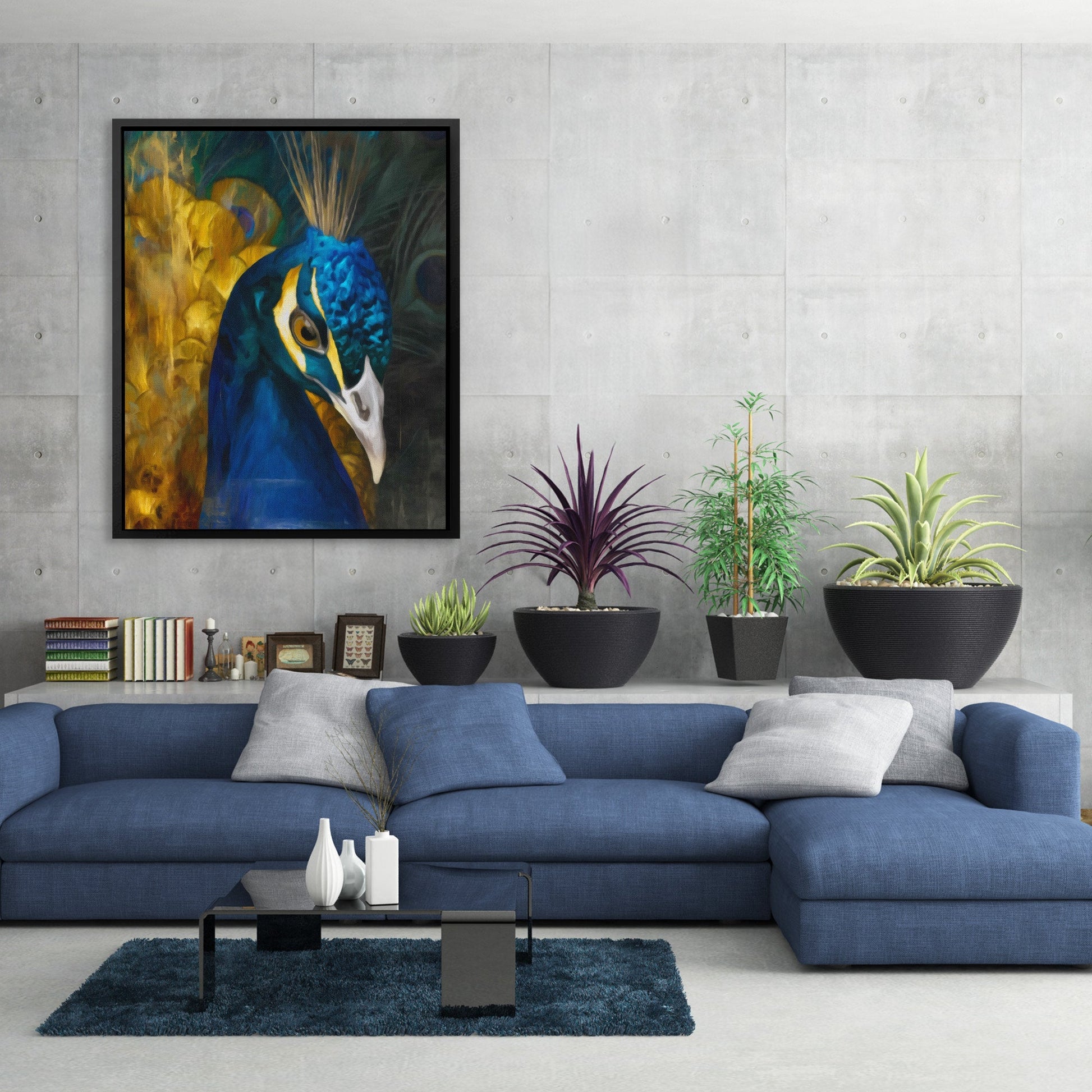 Peacock Azure Glory - Luxury Wall Art