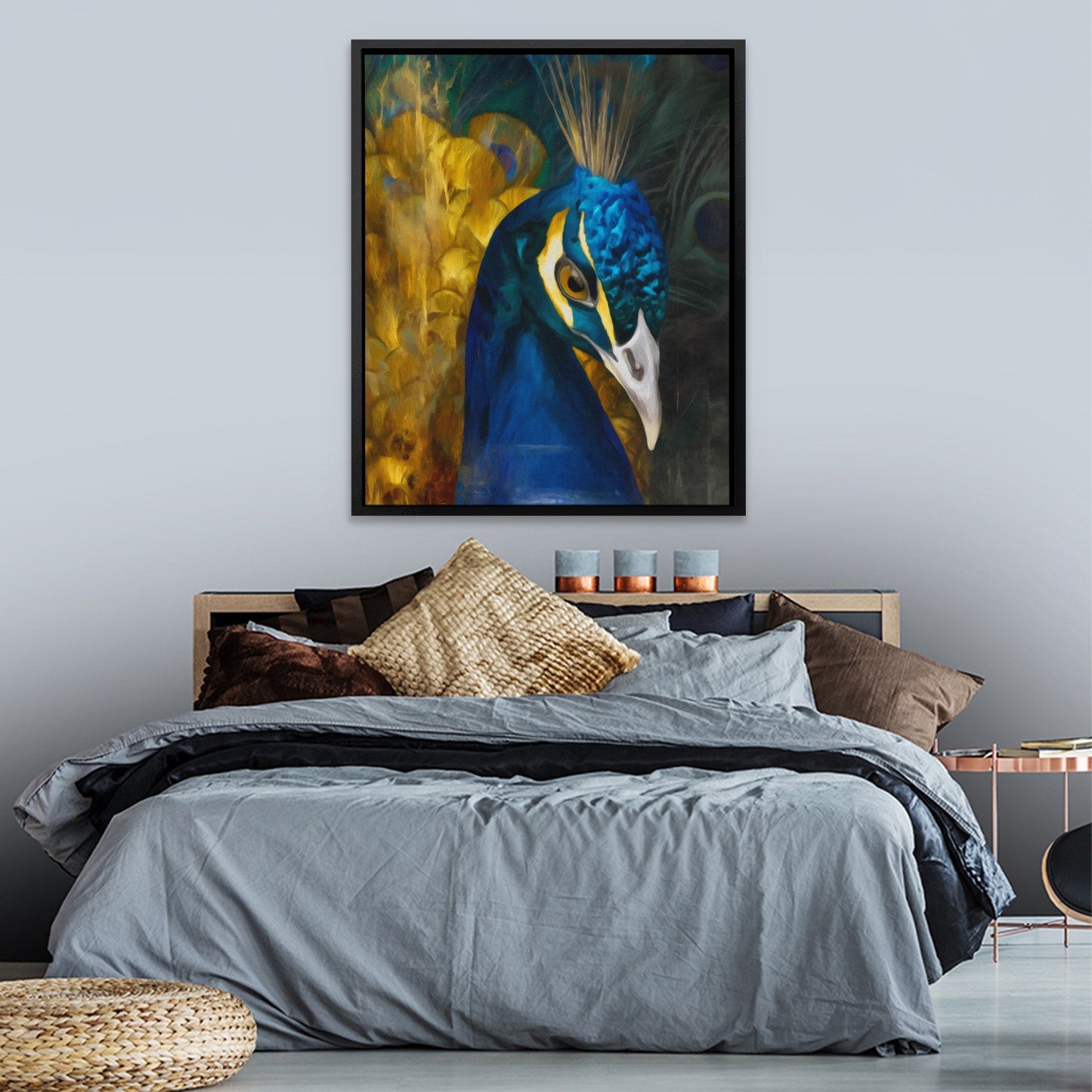 Peacock Azure Glory - Luxury Wall Art