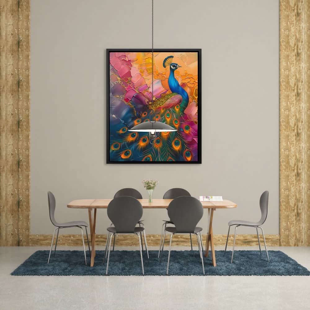 Peacock Enigma - Bohemian Orange Canvas Wall Art