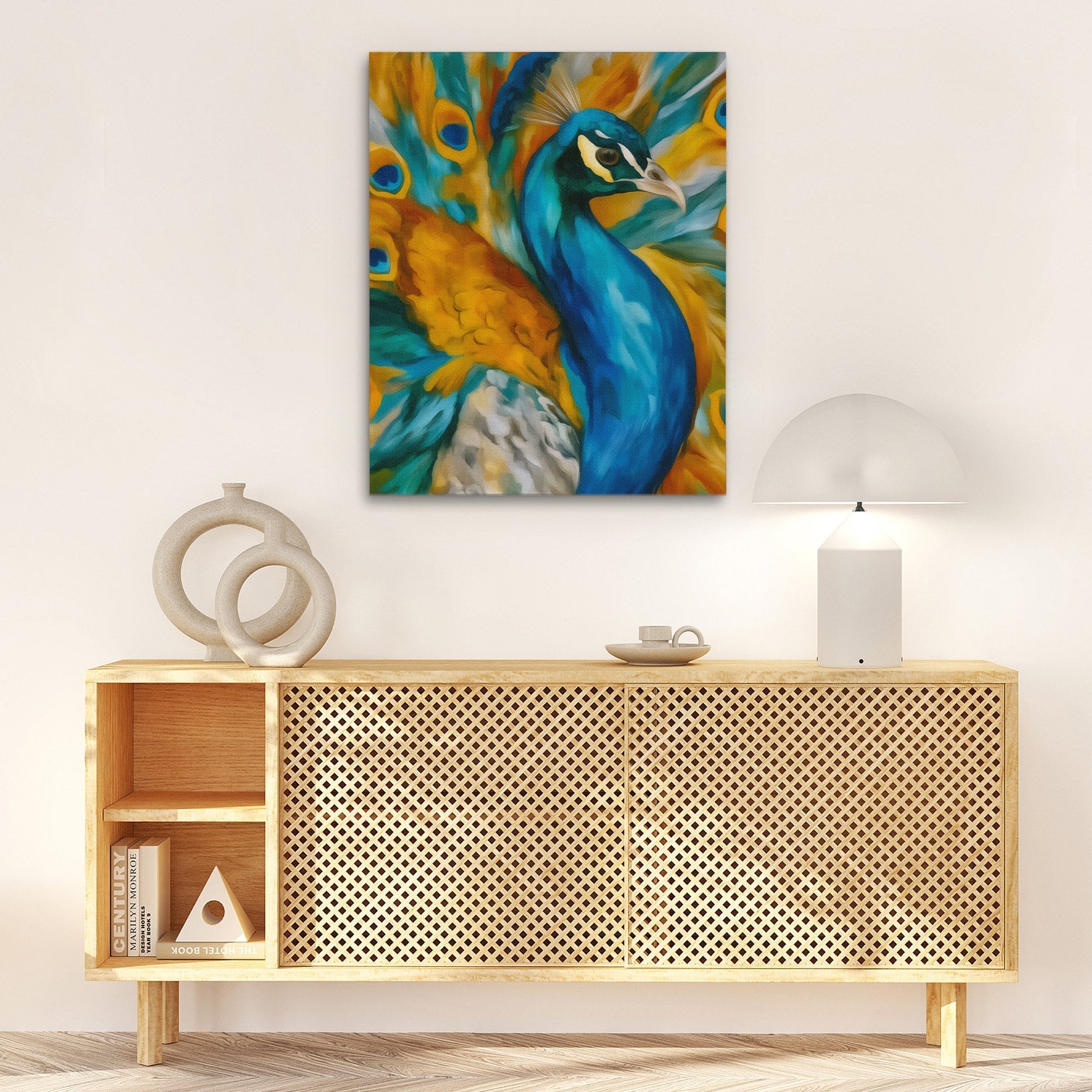 Peacock Golden Plumes - Luxury Wall Art