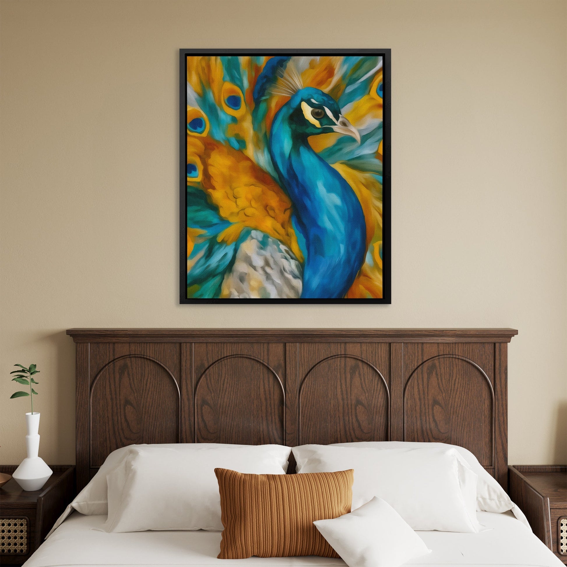 Peacock Golden Plumes - Luxury Wall Art