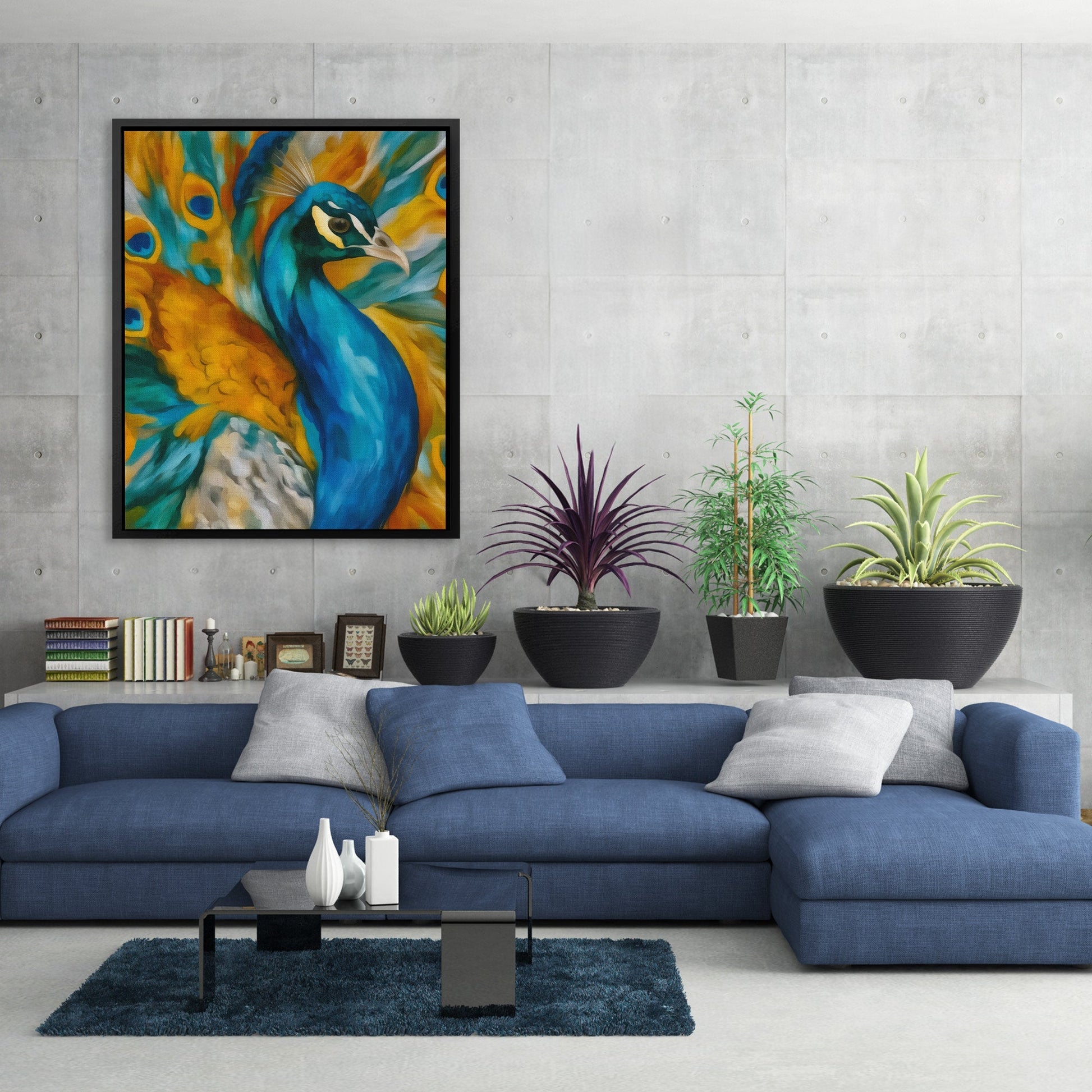 Peacock Golden Plumes - Luxury Wall Art
