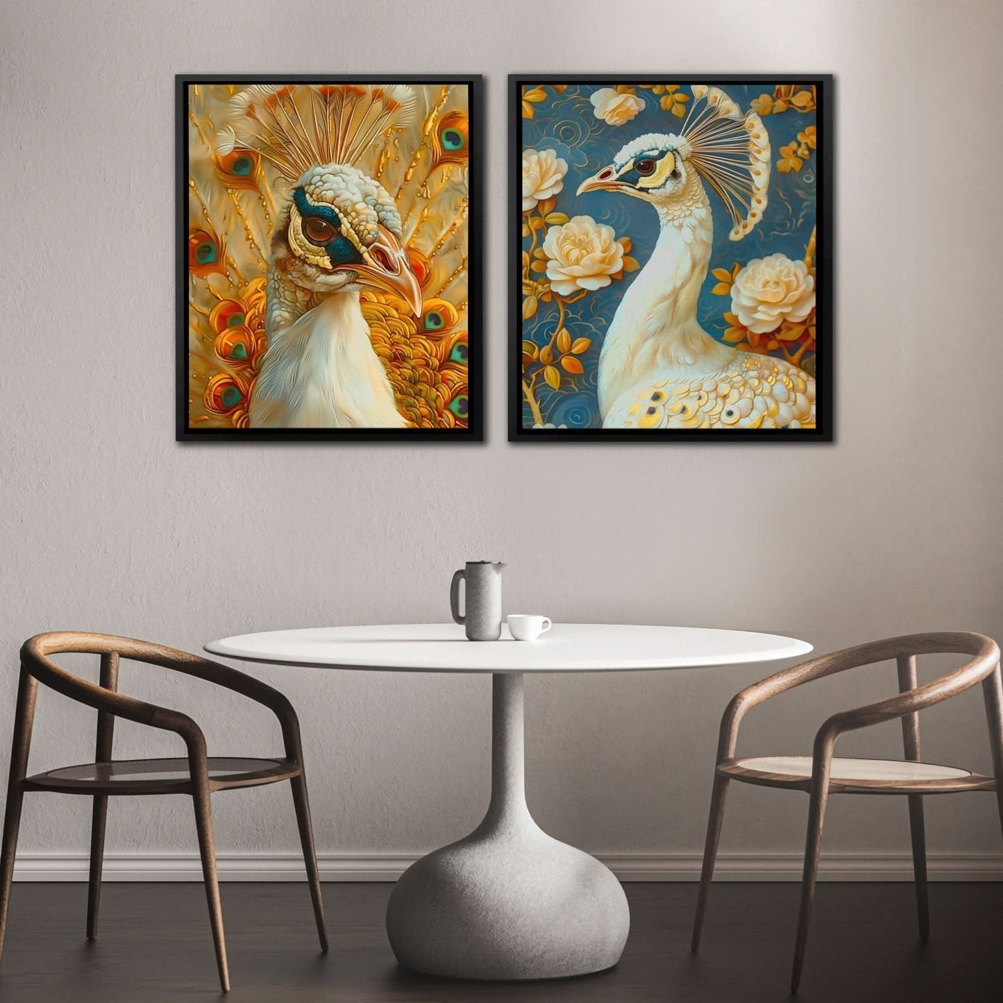 Peacock Grandeur - Wall Art in Black Frame