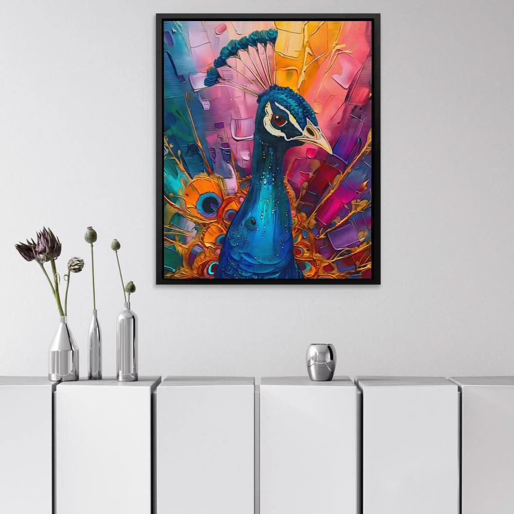 Peacock Kaleidoscope - Abstract Blue Canvas Wall Art