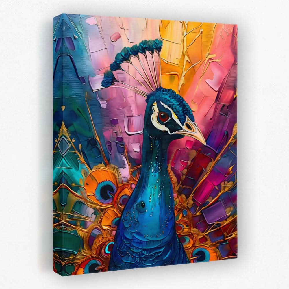 Peacock Kaleidoscope - Bird Canvas Wall Art