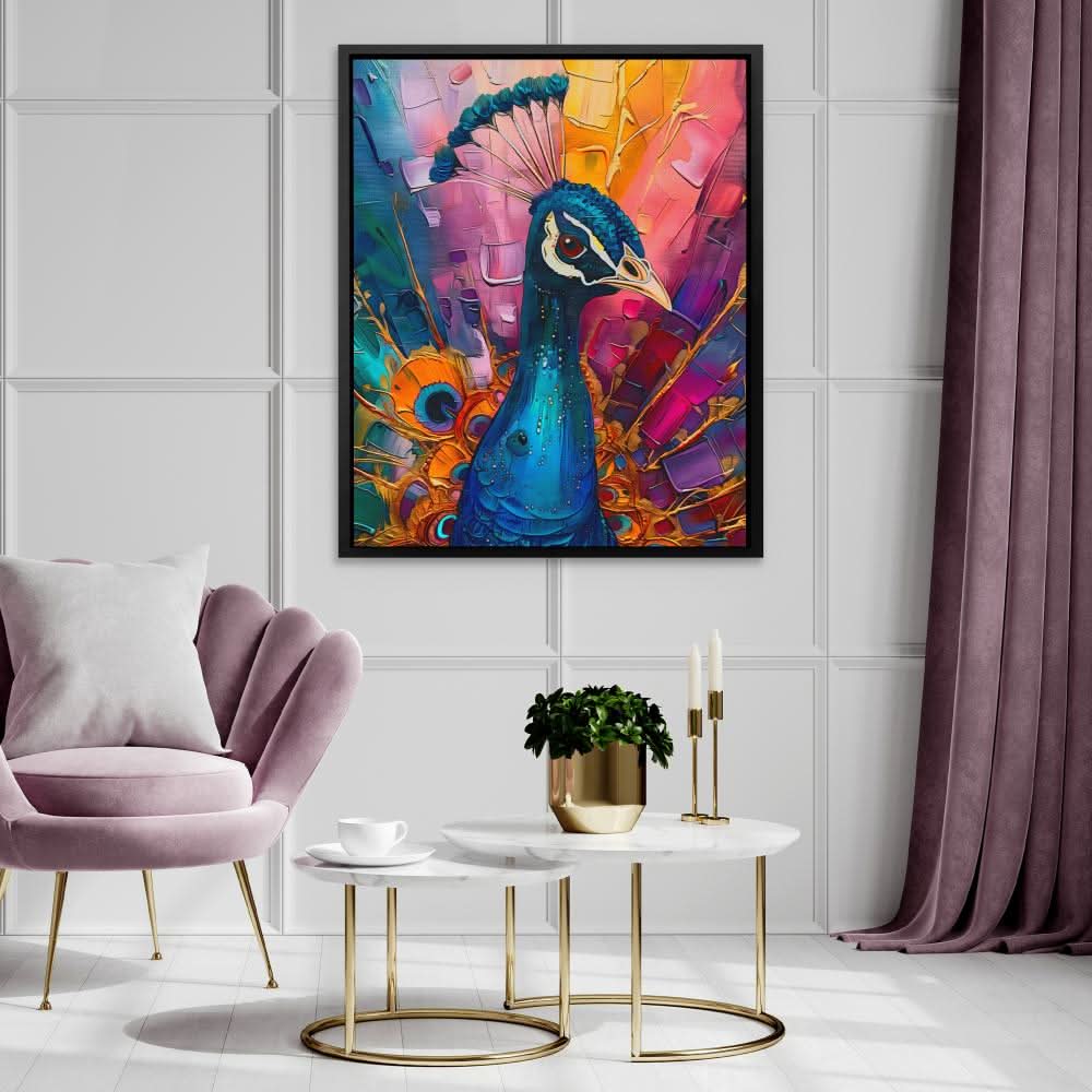 Peacock Kaleidoscope - Blue Peacock Canvas Print