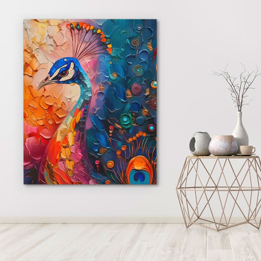 Peacock Muse - Blue Peacock Canvas Print