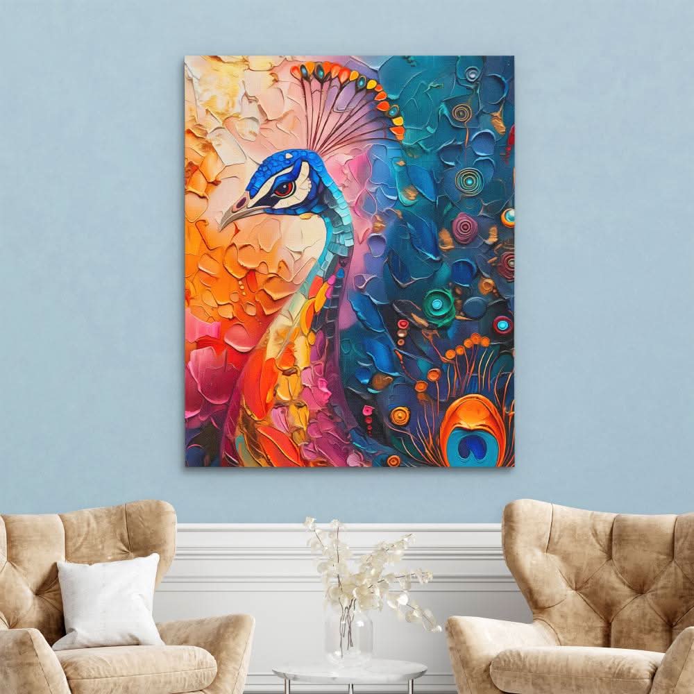Peacock Muse - Peacock Wall Art in Black Frame