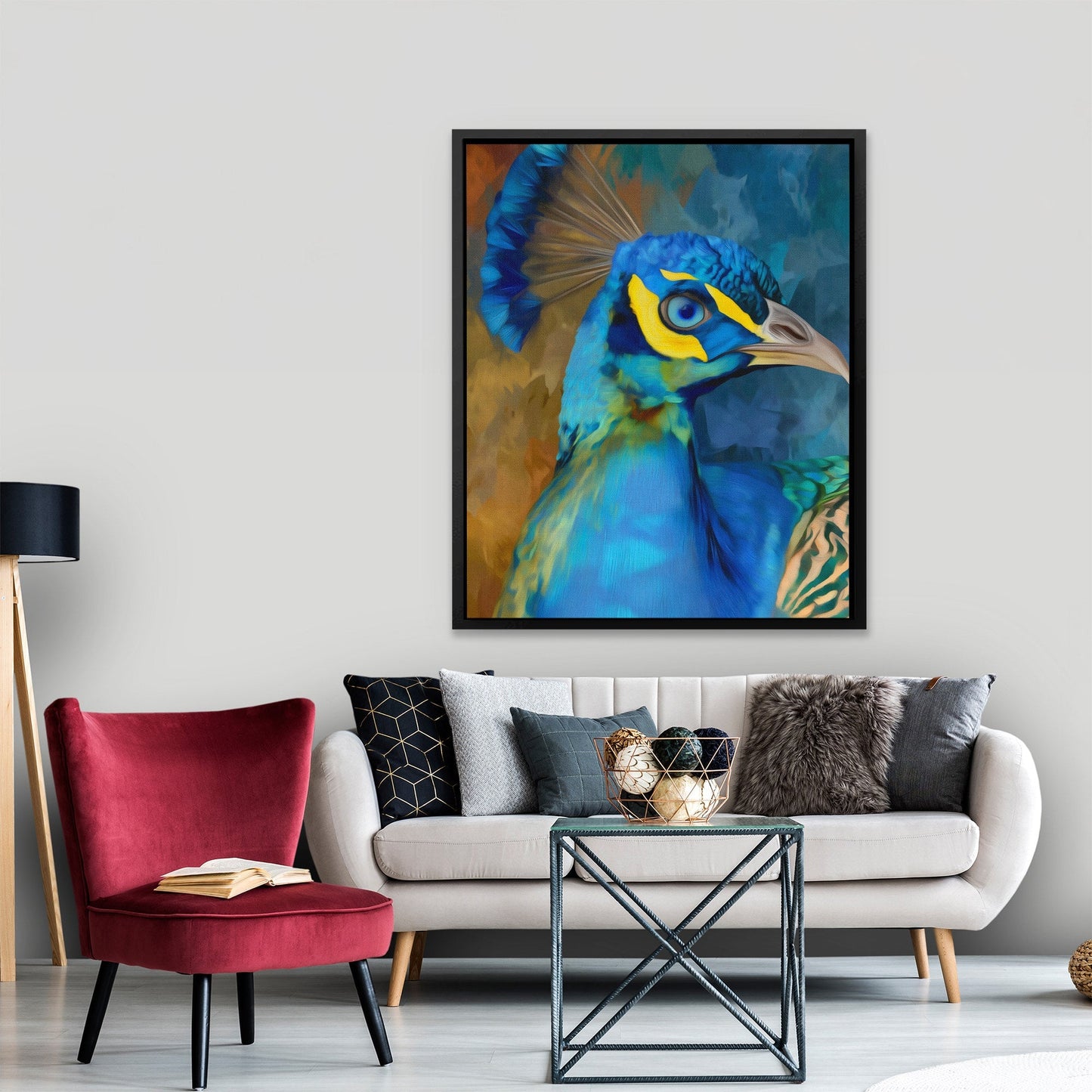 Peacock Sapphire Crown - Luxury Wall Art