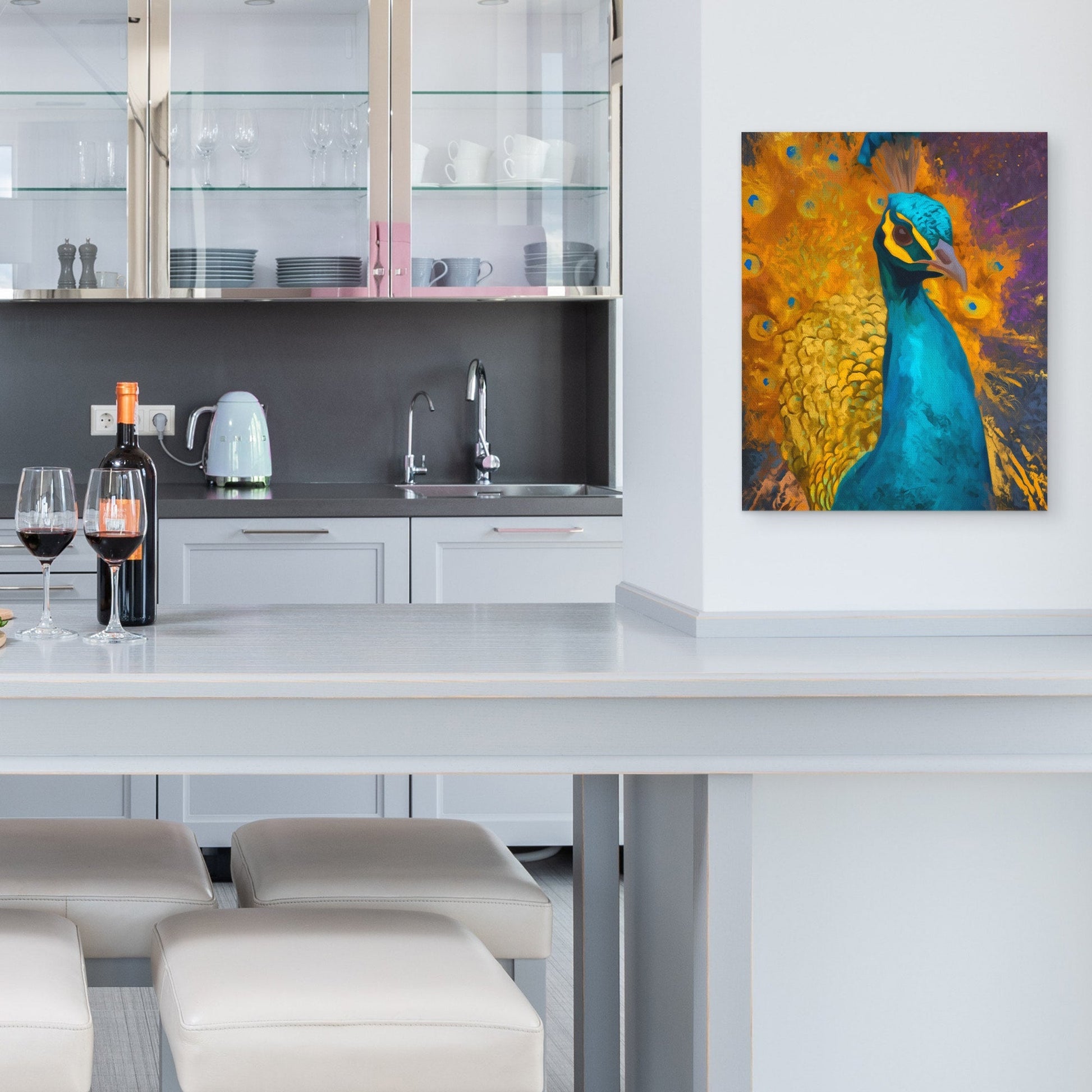 Peacock's Golden Burst - Luxury Wall Art