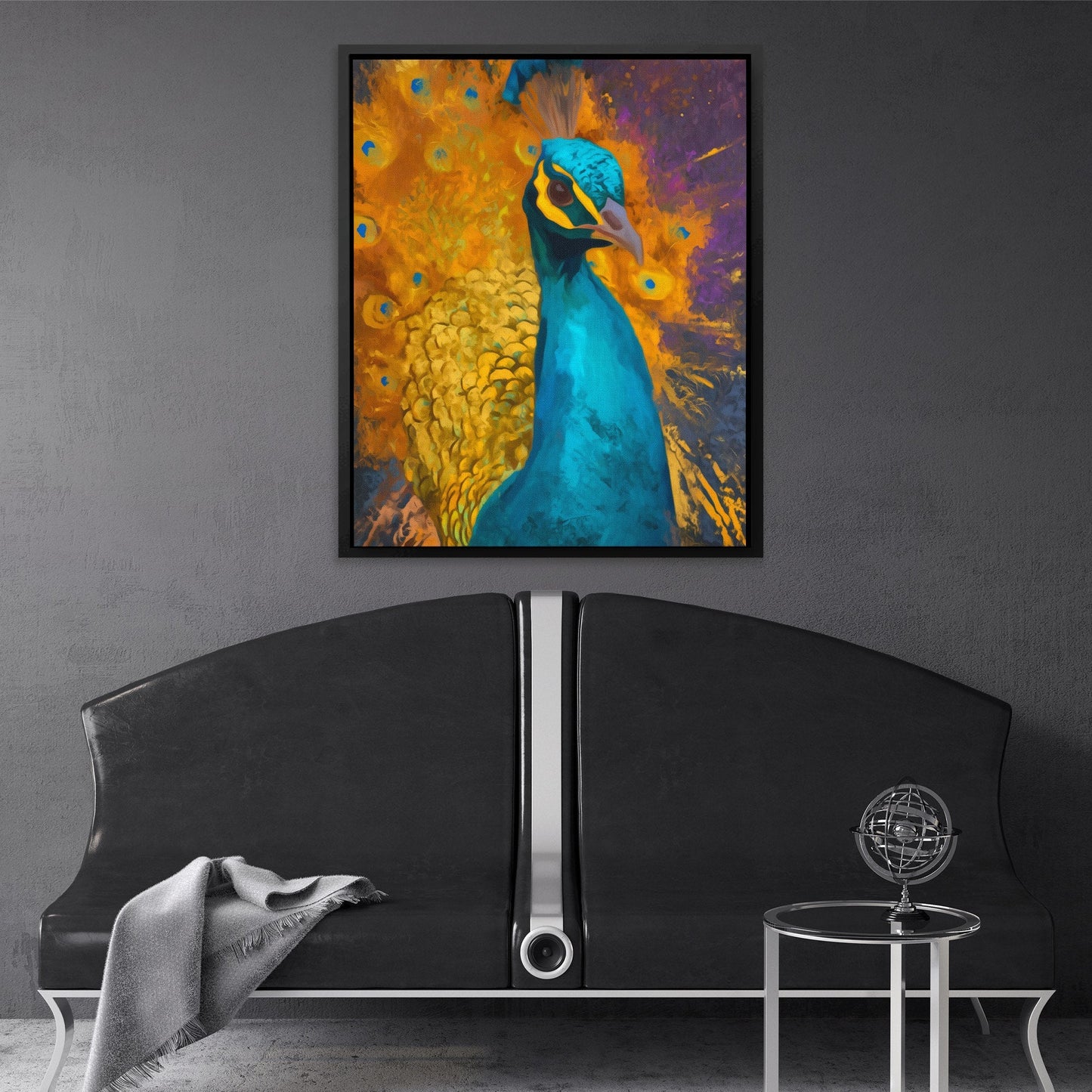 Peacock's Golden Burst - Luxury Wall Art