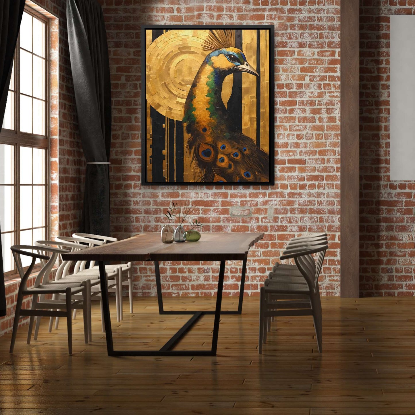 Peacock's Golden Dance - Luxury Wall Art