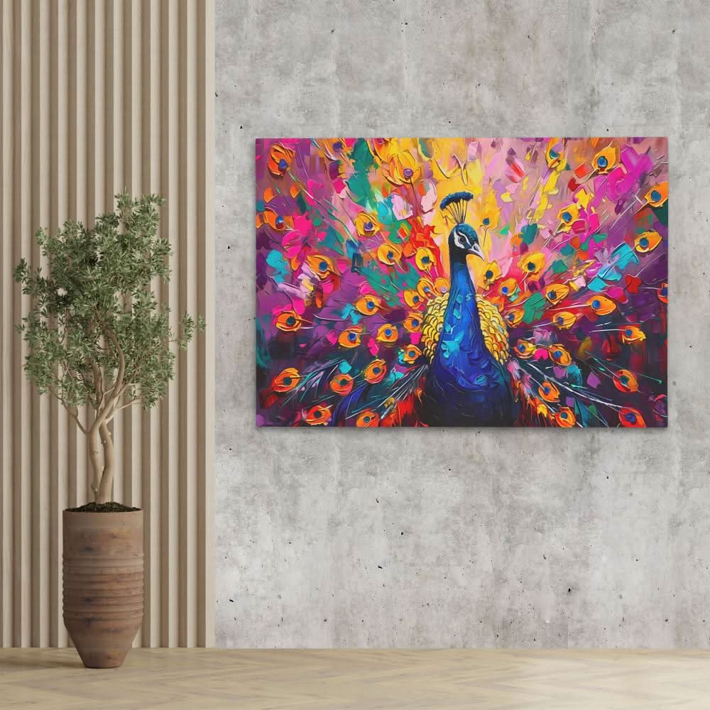 Peacock’s Plumage - Blue Wall Art for Living Room