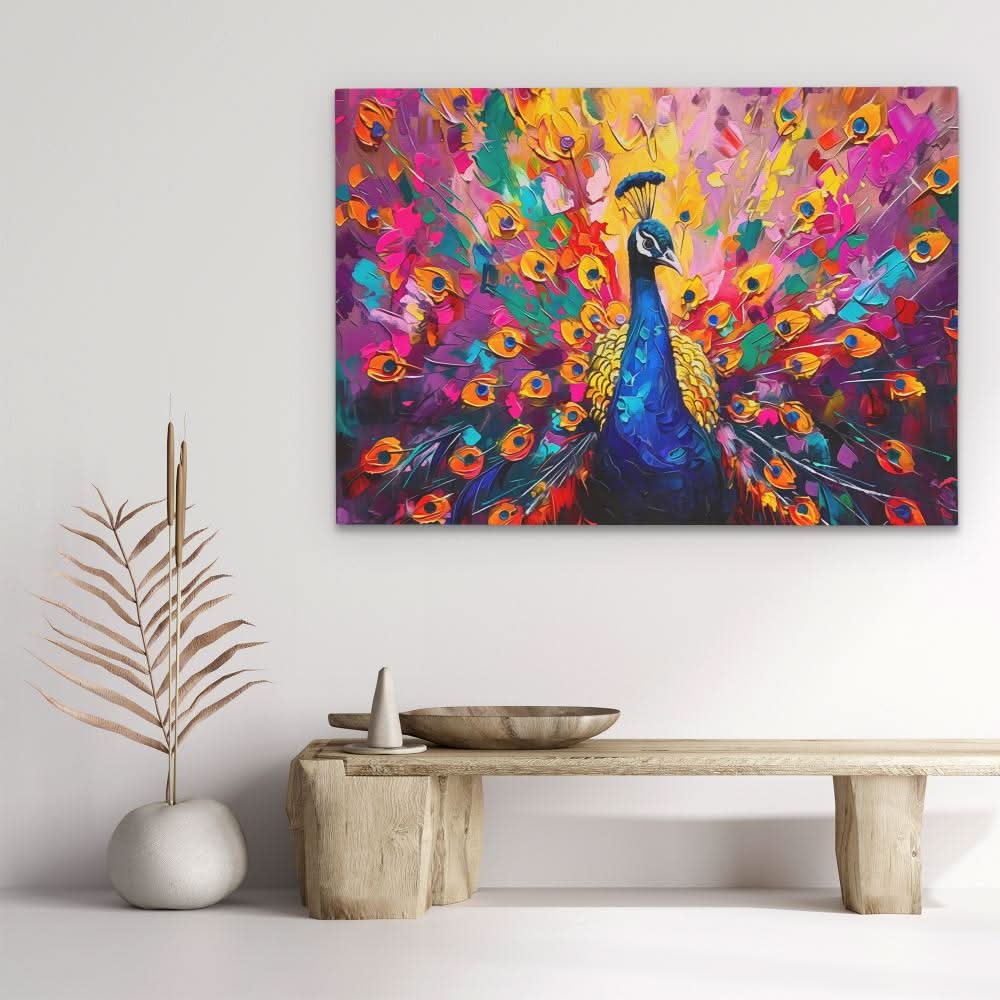 Peacock’s Plumage - Blue Peacock Canvas Print