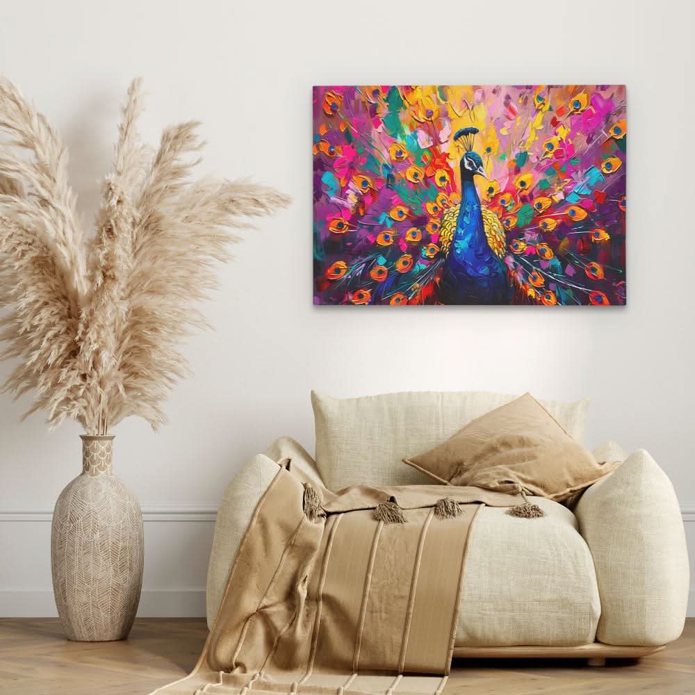 Peacock’s Plumage - Abstract Wall Art in Black Frame
