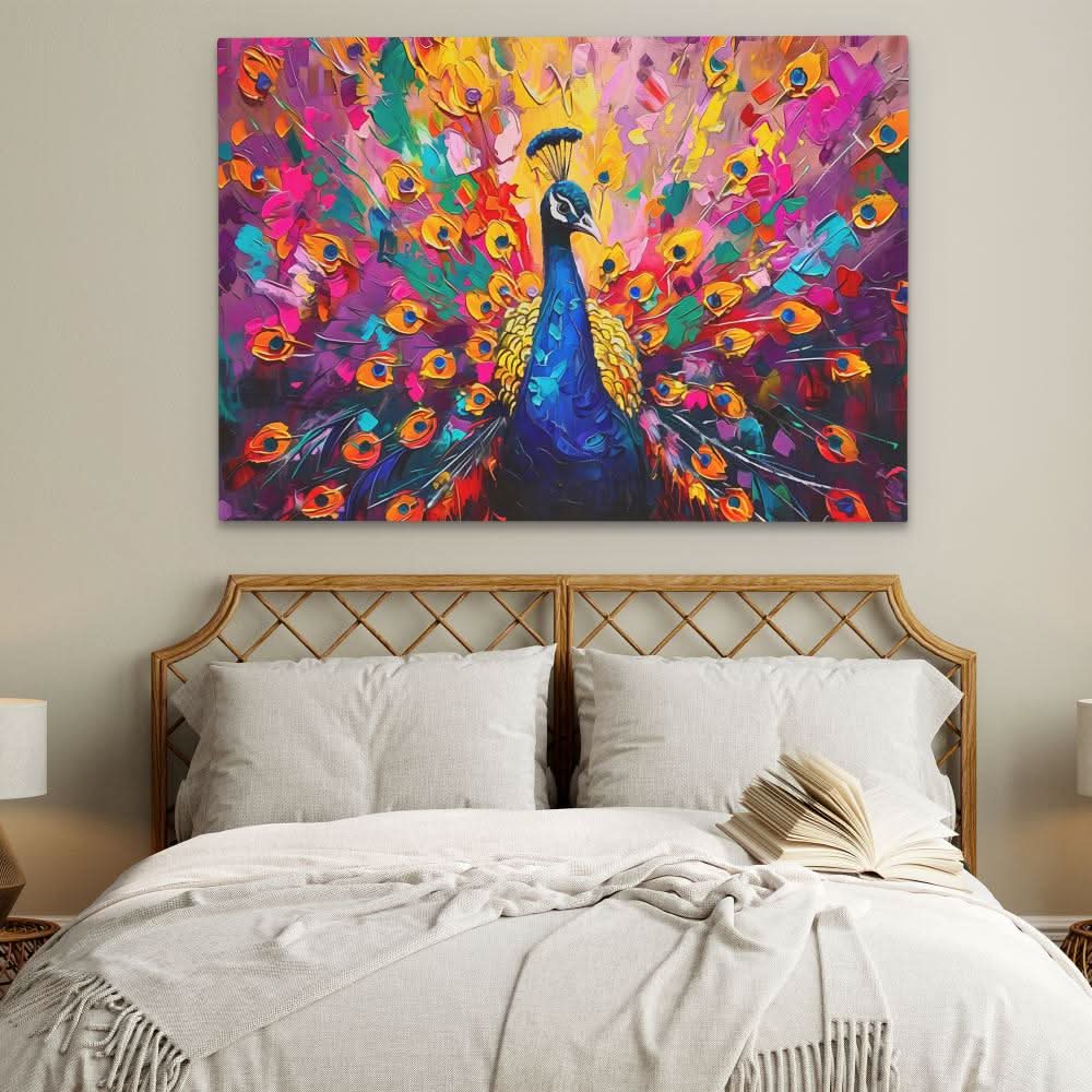 Peacock’s Plumage - Modern Colorful Canvas Wall Art