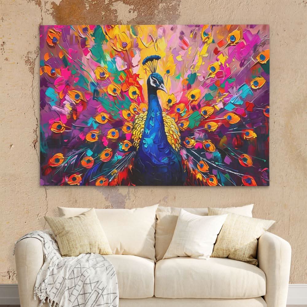 Peacock’s Plumage - Large Abstract Canvas Print