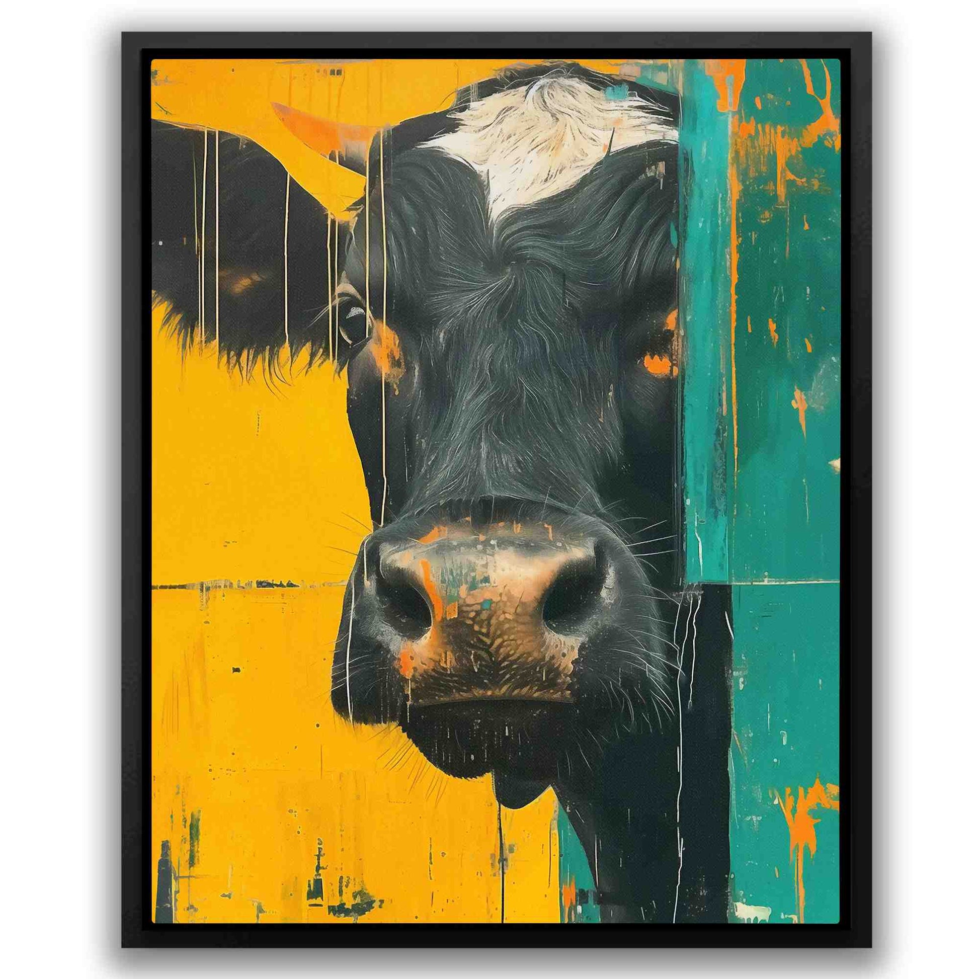 Peaking Cow - Gold Cow Canvas Print