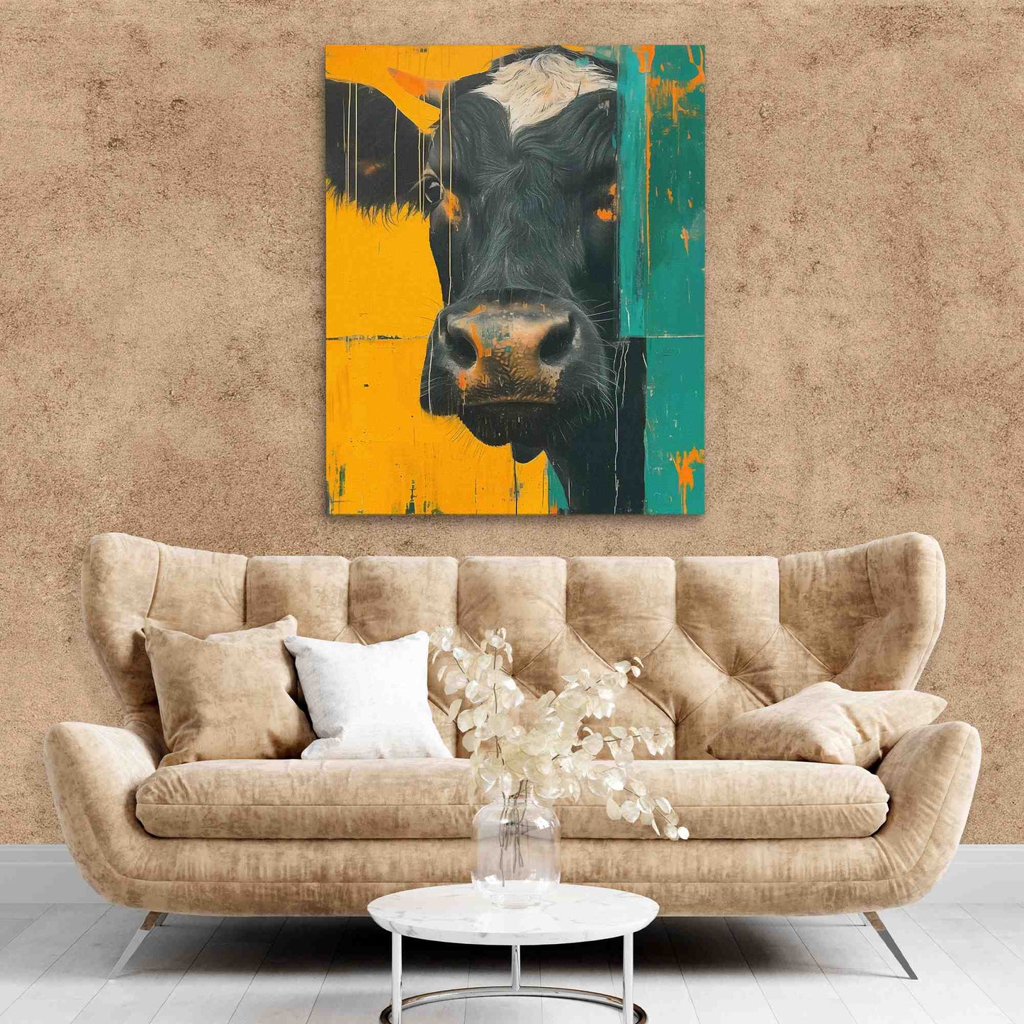 Peaking Cow - Large Canvas Print