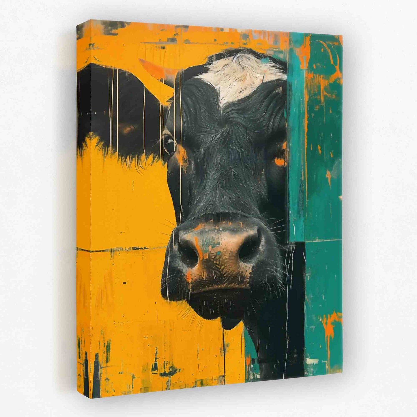 Peaking Cow - Animals Canvas Wall Art