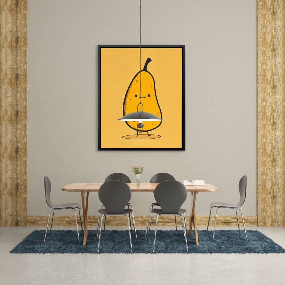 Pear Essentials - Contemporary Wall Art in Black Frame