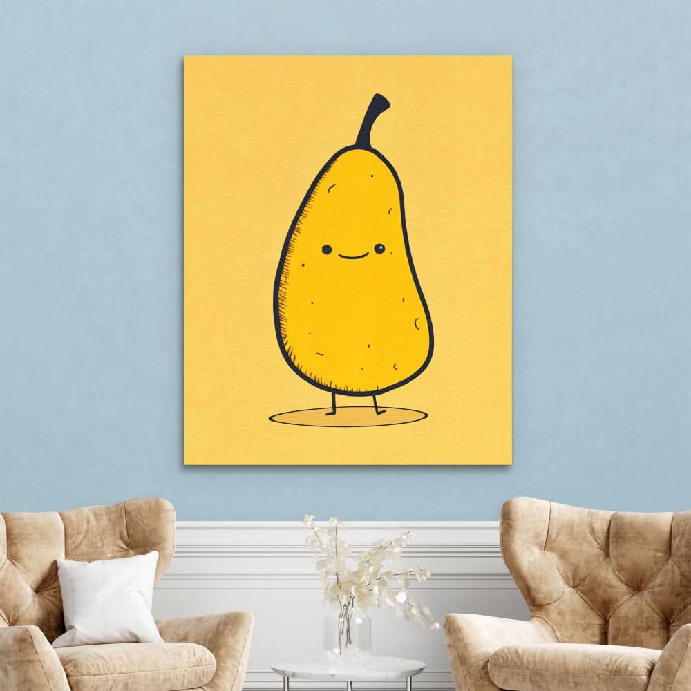 Pear Essentials - Contemporary Yellow Canvas Wall Art