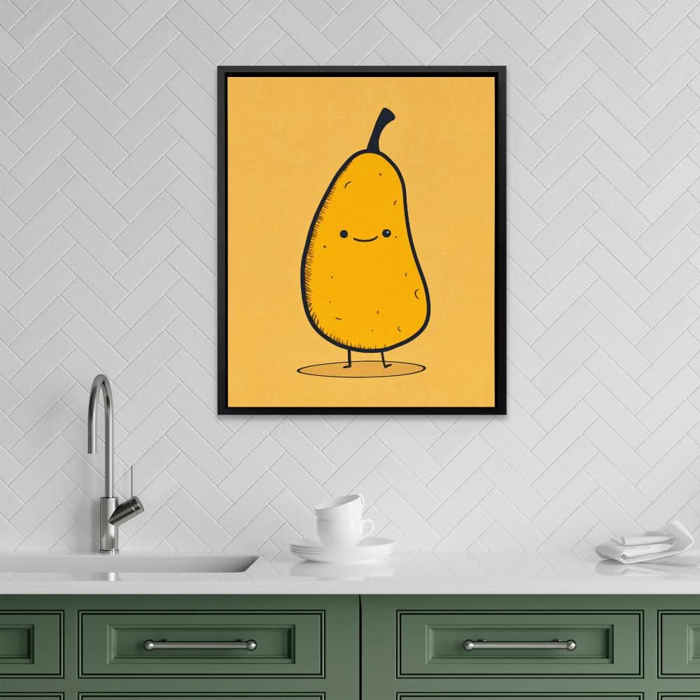 Pear Essentials - Playful Wall Art in Black Frame