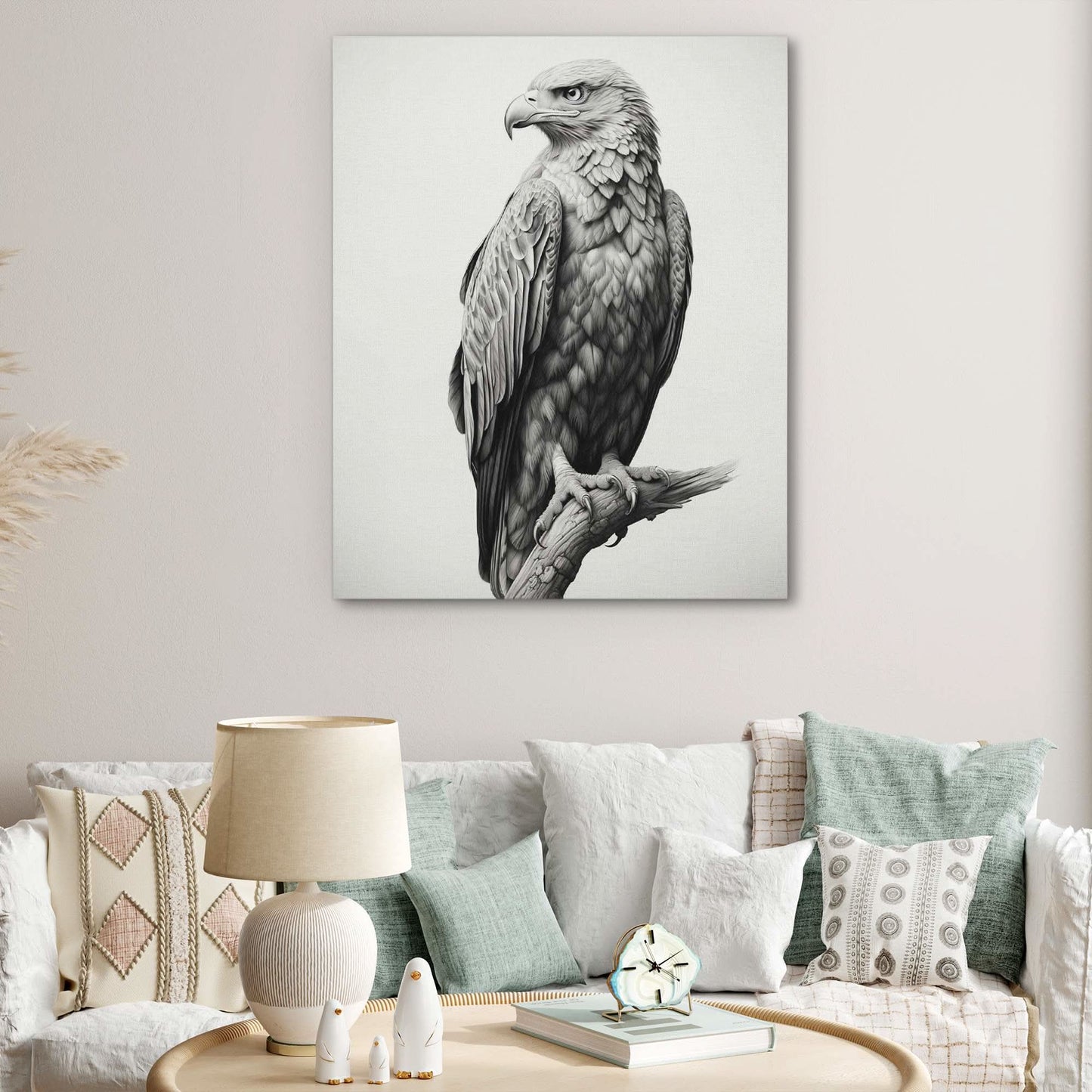 Pencil Bald Eagle - Large Canvas Print