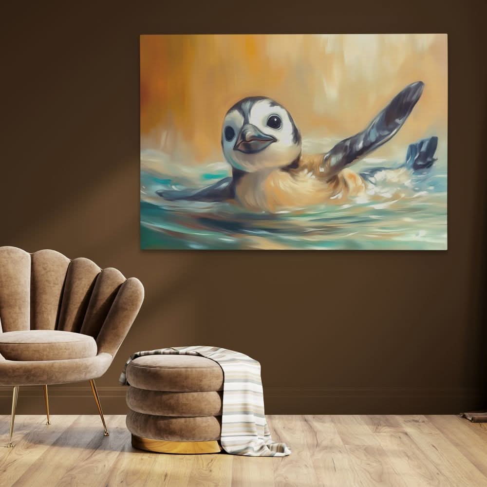 Penguin Glide - Large Surrealism Canvas Print